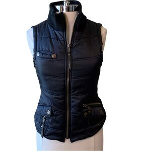 MYSTREE Black Puffy Vest Medium Full Zip